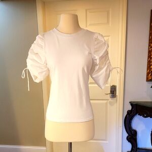 FRAME MEDIUM White Ruched Sleeve Top